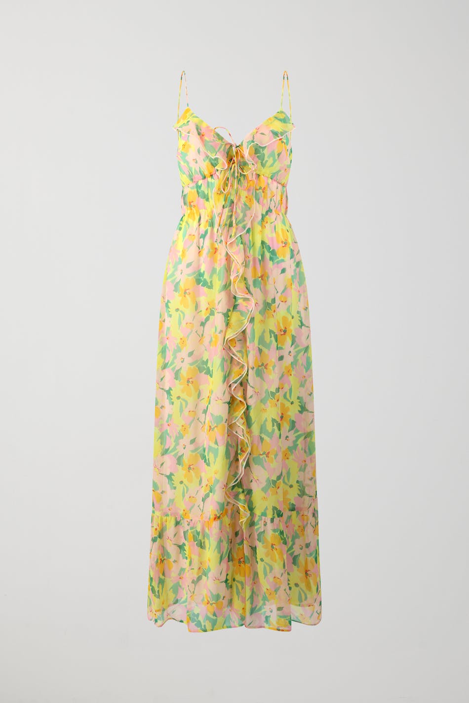 Frill chiffon maxi dress