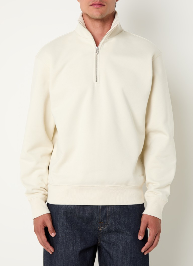 Denham Aldo sweater with half zip and logo