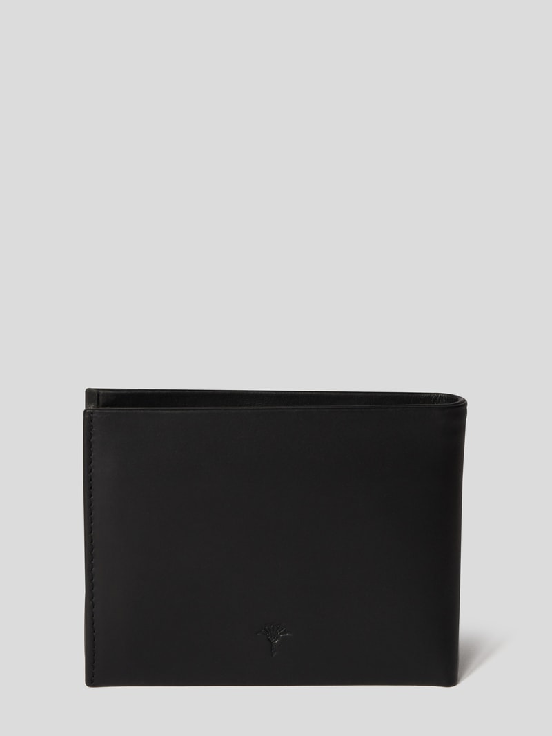 Geldbörse aus Leder mit Logo-Prägung in schwarz