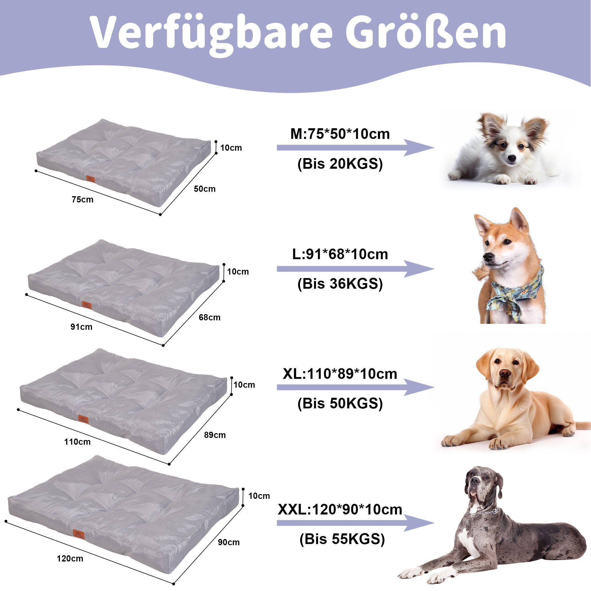 SLPRO Tierbett Hundekissen waschbar wasserdicht für große, mittelgroße Hunde