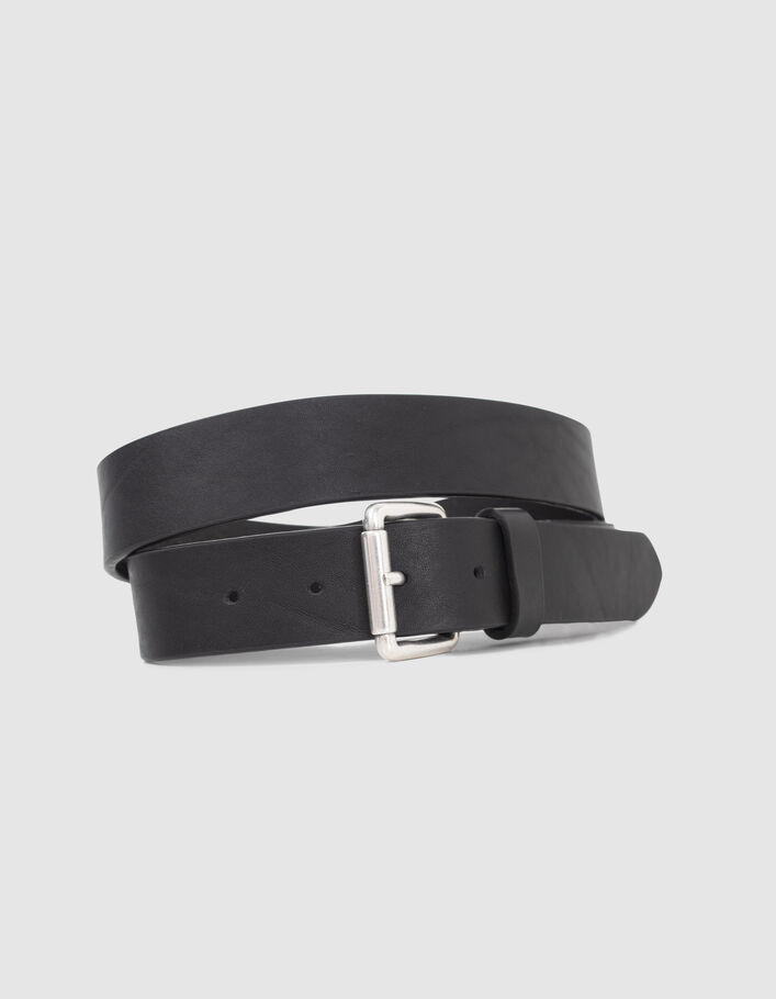 Ceinture noire cuir détail boucle métal Homme