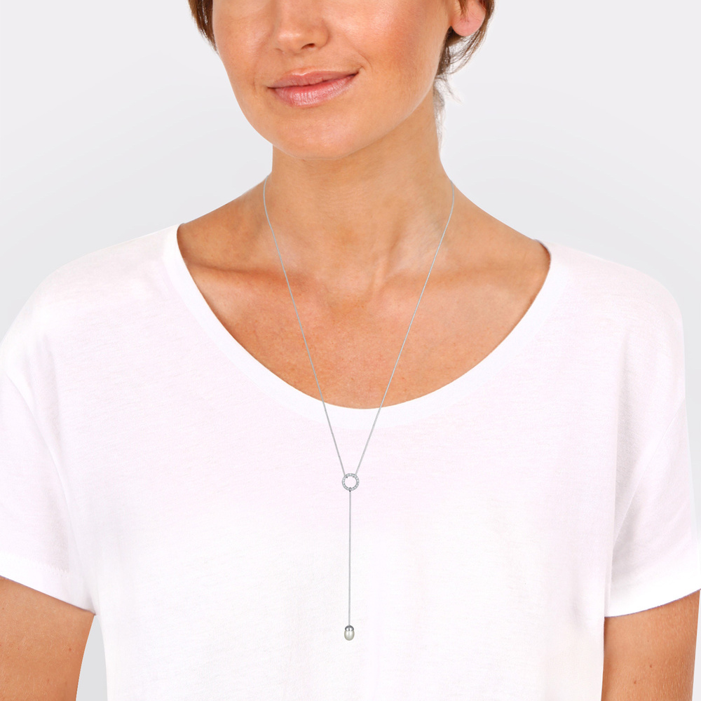 Elli Elli Collier Y-Kette Kristalle Perle 925 Silber collier