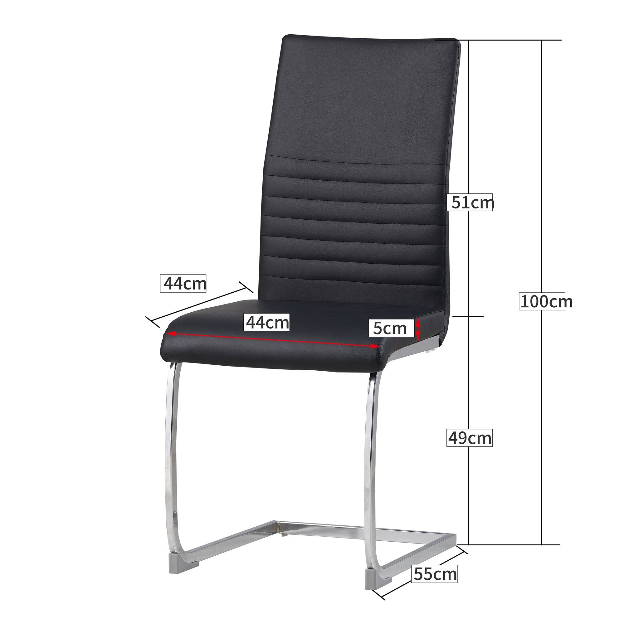Albatros International Freischwinger Albatros Esszimmerestuhl Küchenstuhl BURANO, Kunstleder Bezug (4er Set, Grau), Esszimmerstuhl Schwingstuhl mit modernem Design, dicke Polsterung