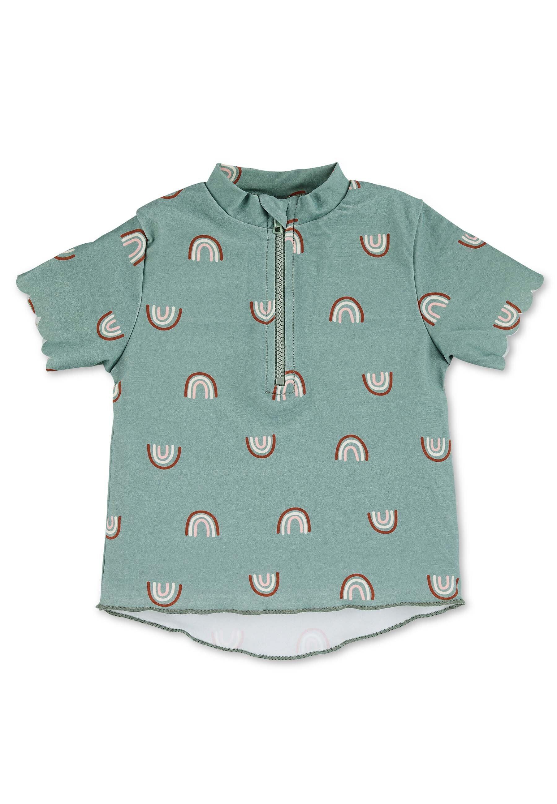 Sterntaler® Badeanzug Kurzarm-Schwimmshirt Regenbogen (1-St., Kinderbadeanzug Kurzarm, Schwimmshirt gemustert) Schwimmanzug mit Reißverschluss und Stehkragen, Baby Badeanzug