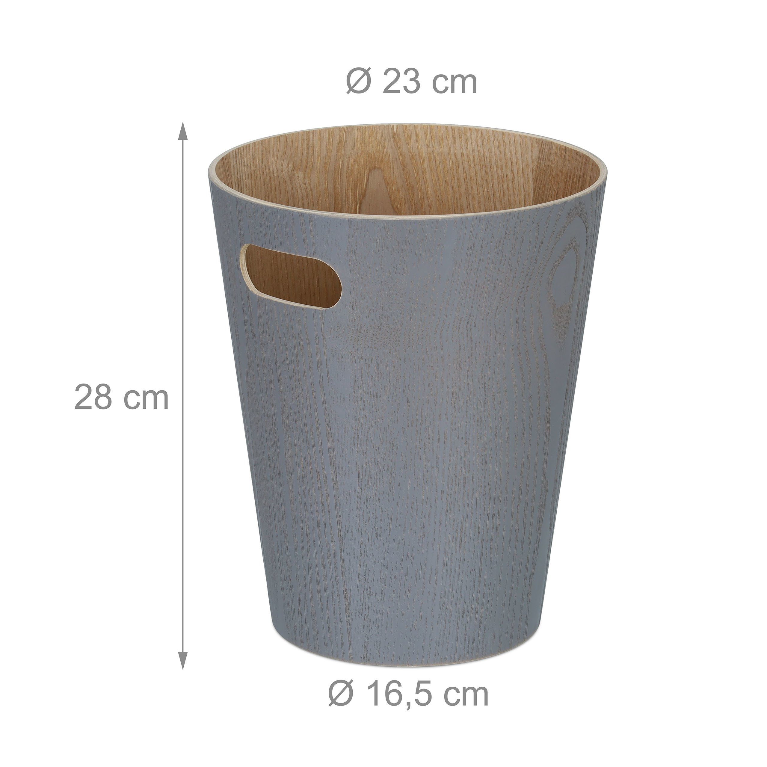 relaxdays Papierkorb Dunkelgrauer Papierkorb aus Holz