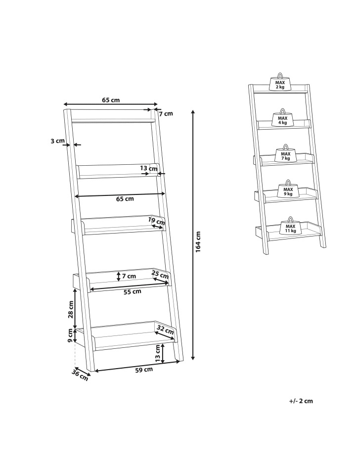 Beliani Bücherregal MOBILE TRIO in Weiß - (W) 64 x (H) 166 x (L) 36 cm günstig kaufen onesize