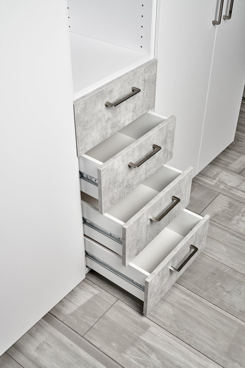 bümö Aktenregal smart Schubladen Regal - 4 Schübe, Dekor: Weiß/Silber