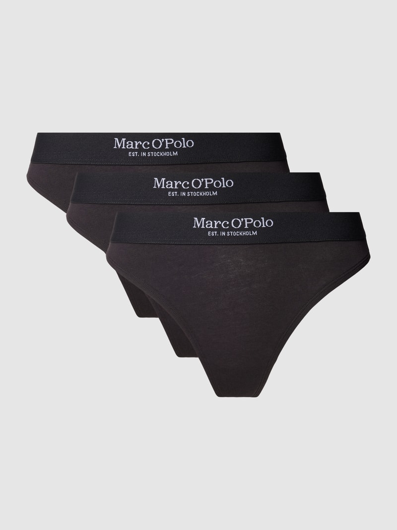 String mit elastischem Logo-Bund im 3er-Pack in schwarz