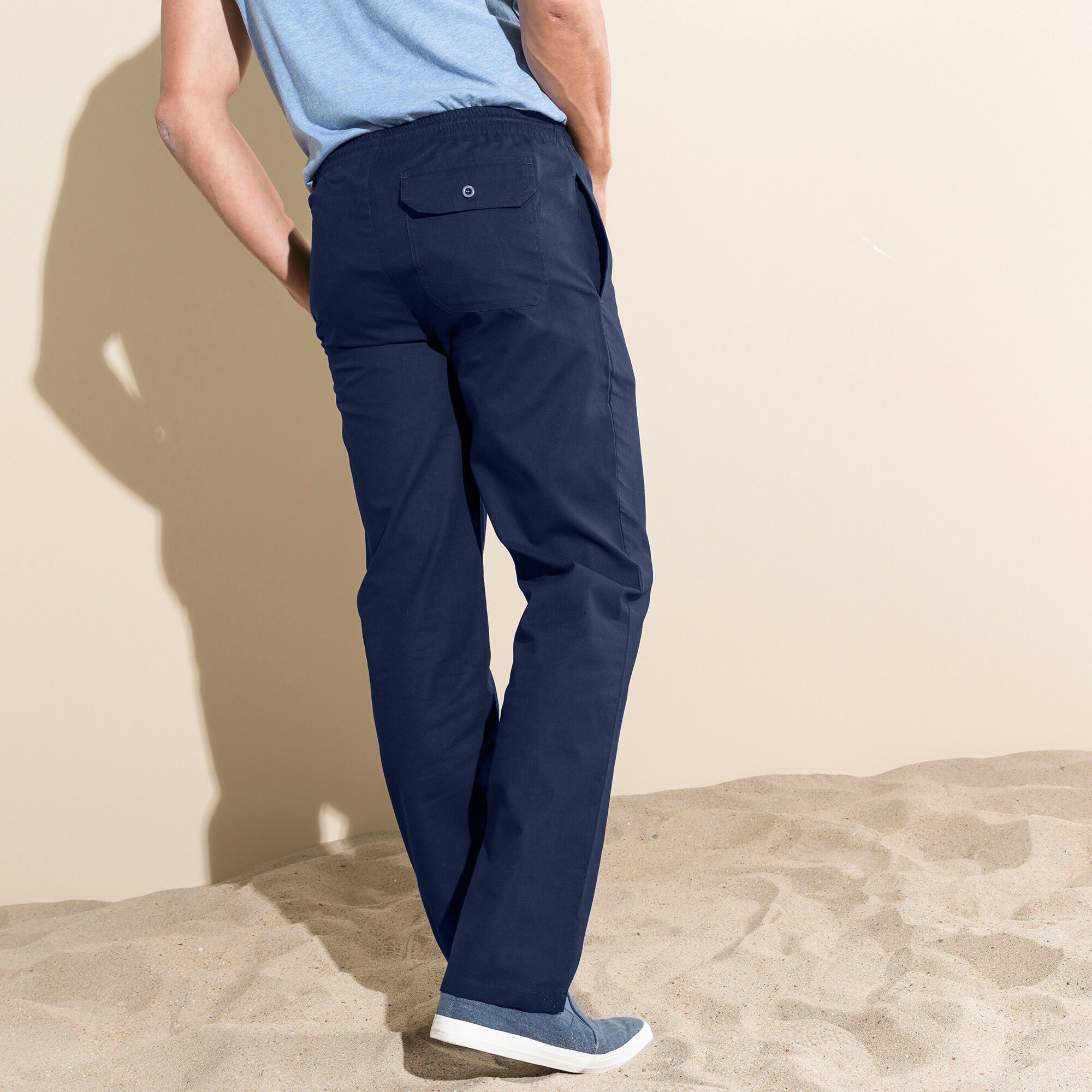 Pantalon toile taille élastiquée
