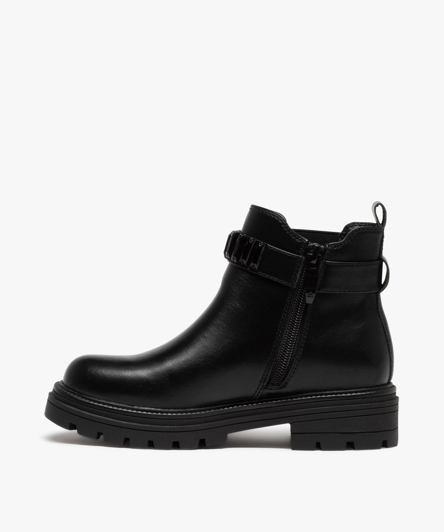 Boots fille chelsea à épaisse semelle crantée et bride fa... noir | GEMO
