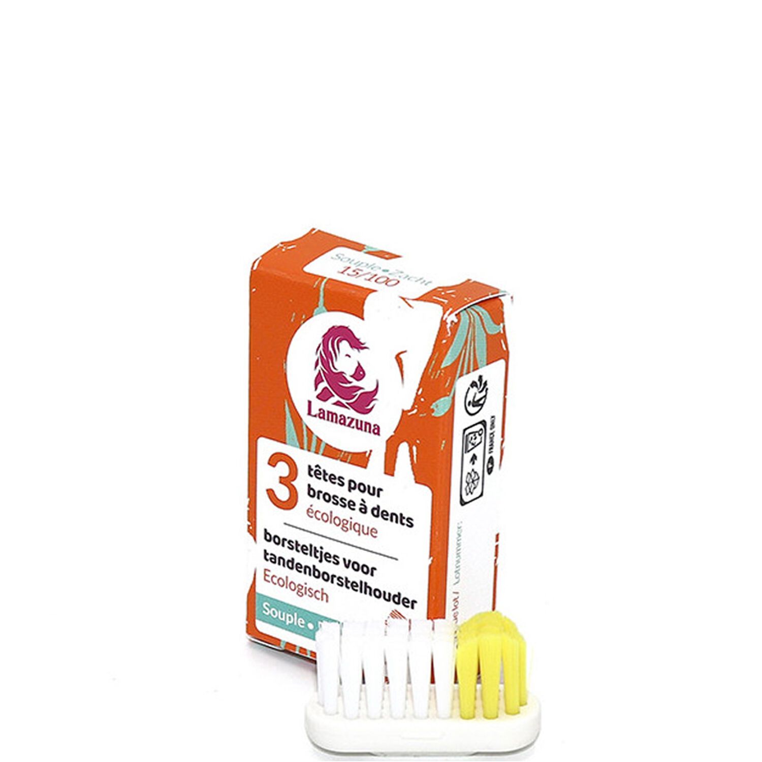 Lamazuna Souple Recharge 3 têtes pour brosse à dents