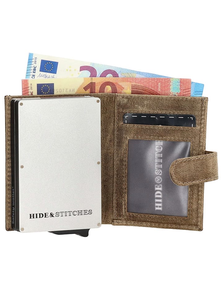 HIDE & STITCHES Leder-Geldbörse in Beige - (B)8 x (H)10 x (T)2 cm günstig kaufen onesize