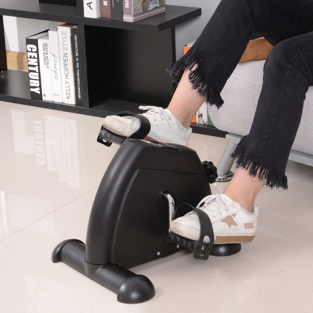 HOMCOM Heimtrainer Mini Bike Pedaltrainer Trainingsrad mit LCD-Display