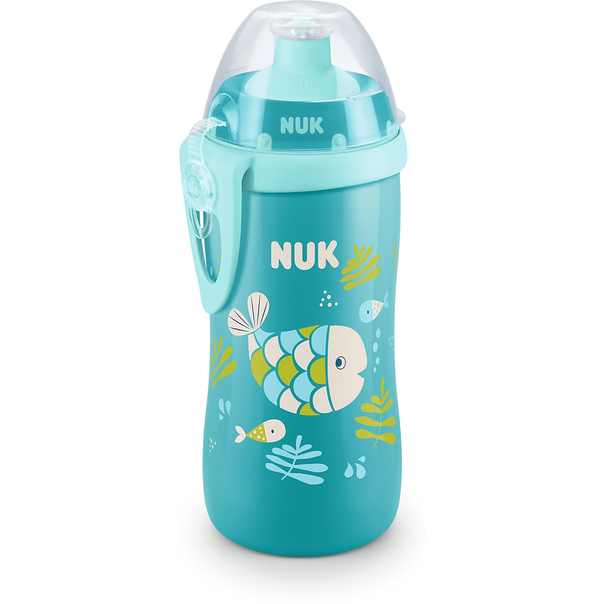 NUK Junior Cup mit Chamäleon Effekt, mit Push-Pull-Tülle, 300ml, ab 18 Monaten, auslaufsicher, mit Clip, 1 Stück, türkis