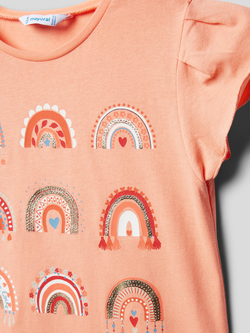 T-Shirt mit Rundhalsausschnitt in apricot