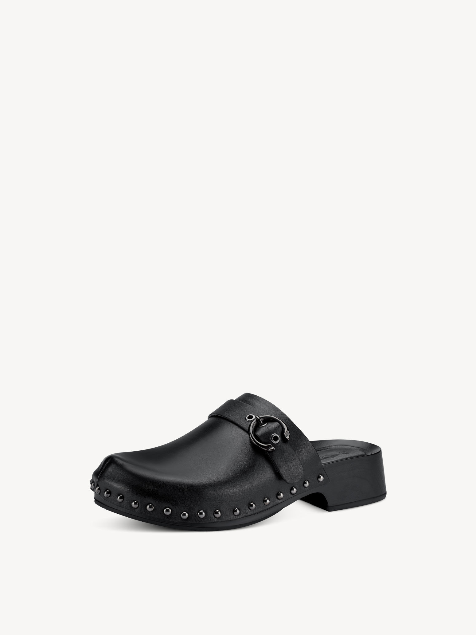 Sandale à talon en cuir - noir