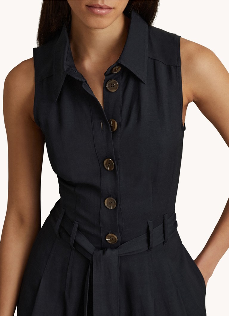 Reiss  Perla wide fit jumpsuit in linnenblend met strikceintuur