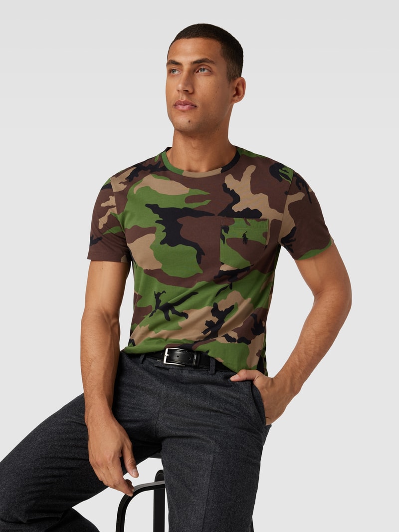 T-Shirt mit Allover-Print in olivgrün