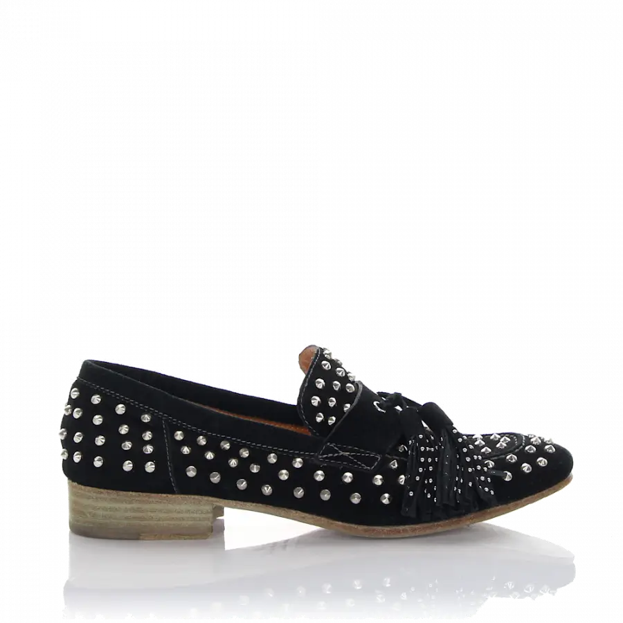 Rossano Bisconti - Slipper Bommel Nieten schwarz - schwarz