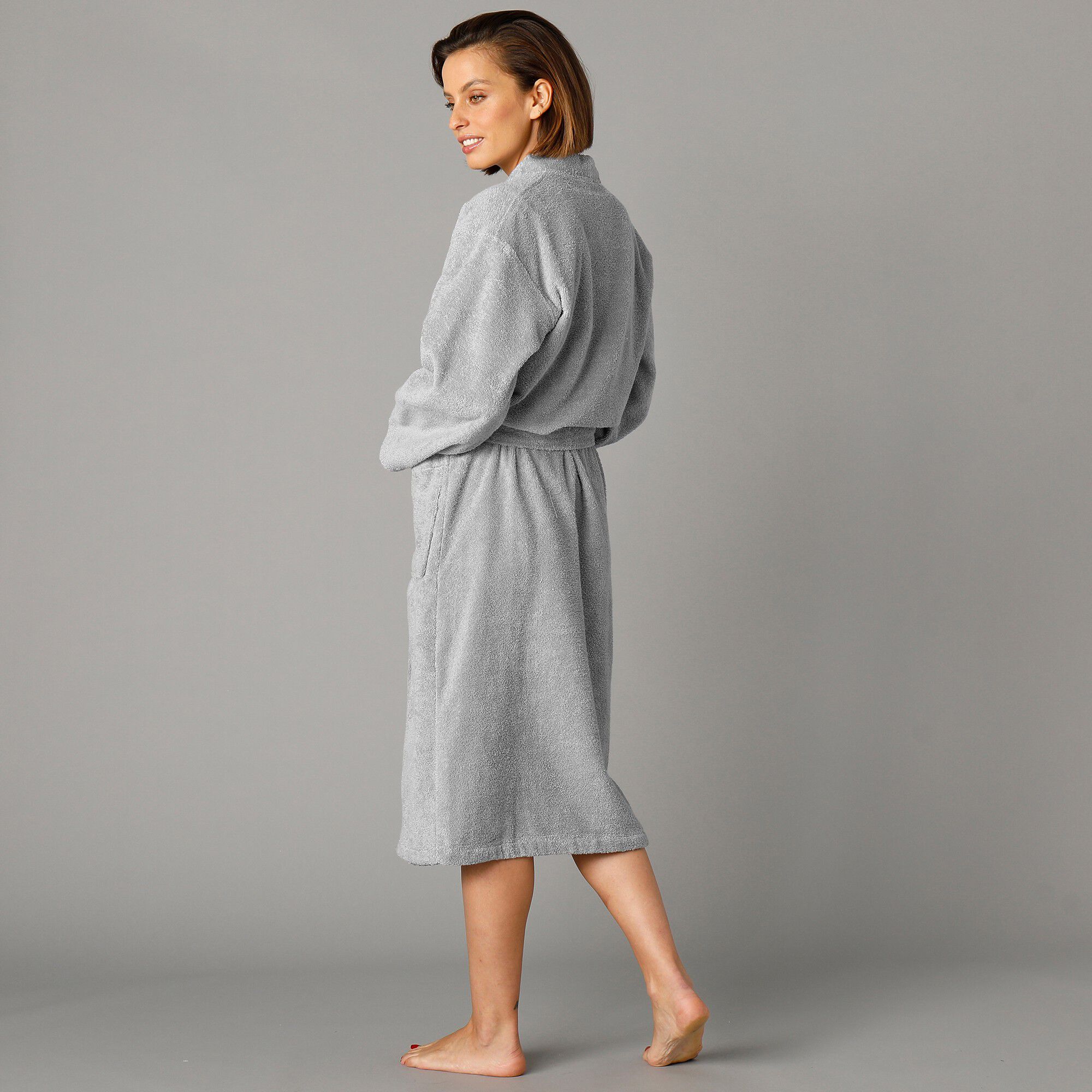 Peignoir mixte adulte col kimono éponge bouclette