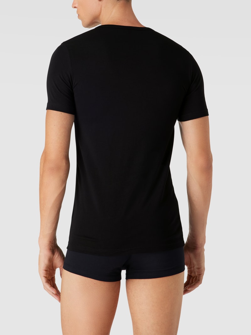 T-Shirt mit V-Ausschnitt im 2er-Pack Modell 'Modern' in schwarz