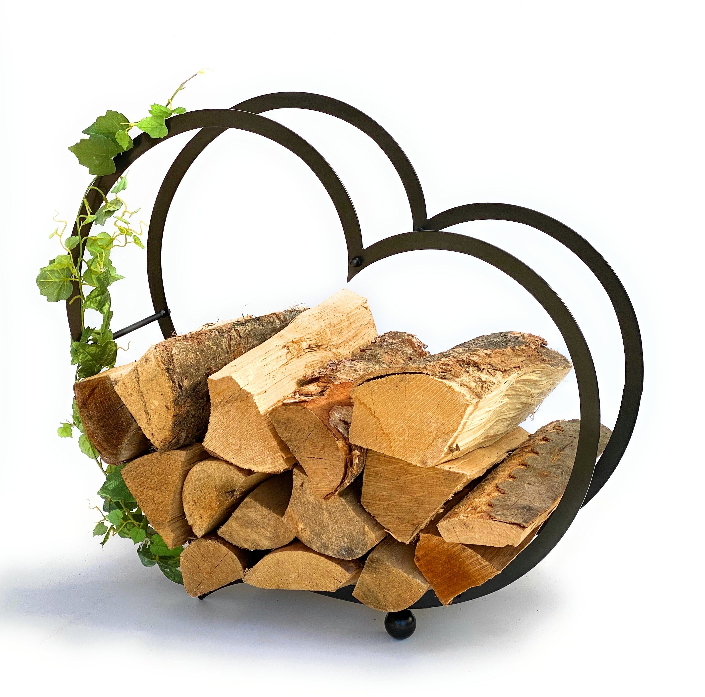 DanDiBo Kaminholzregal Kaminholzregal Innen Metall Herz Kaminholzständer 64 cm 181134 Holzkorb Kaminholzhalter Feuerholzhalter