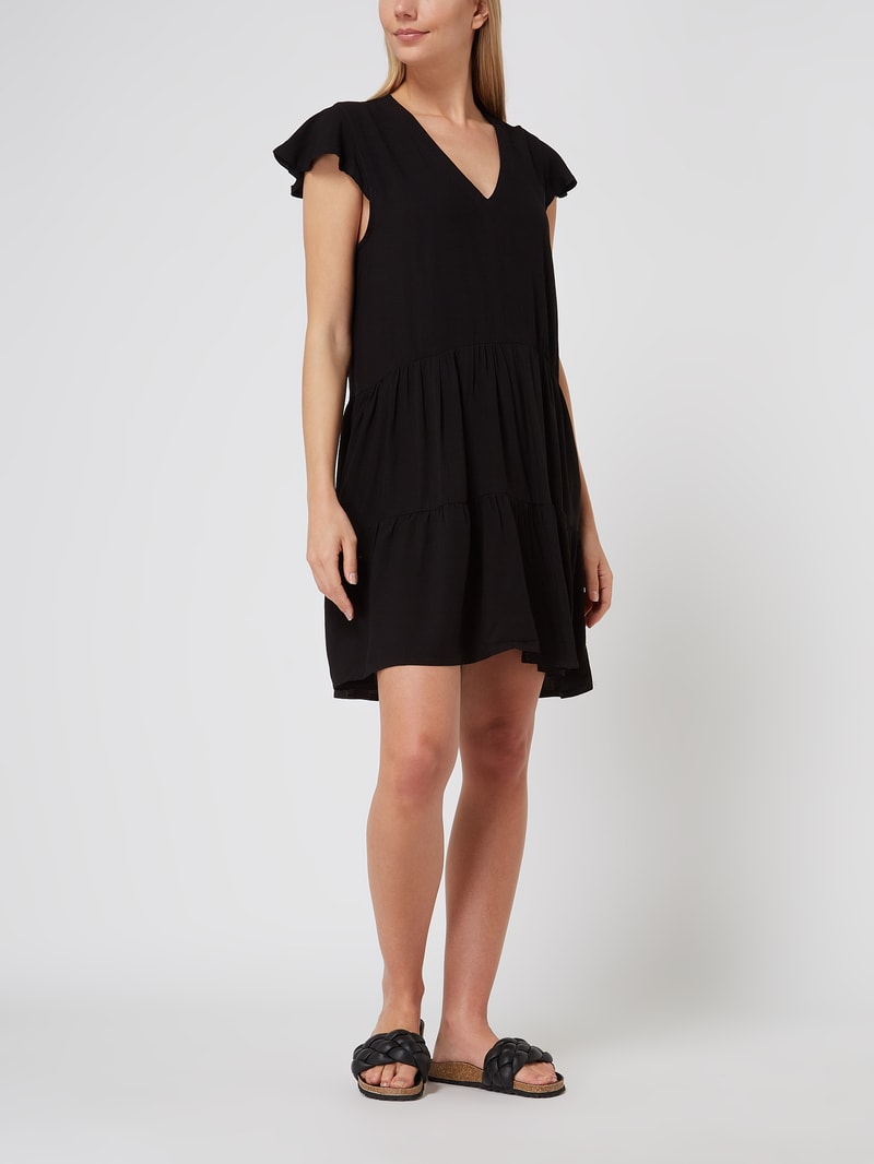 Shirtkleid aus Viskose in schwarz