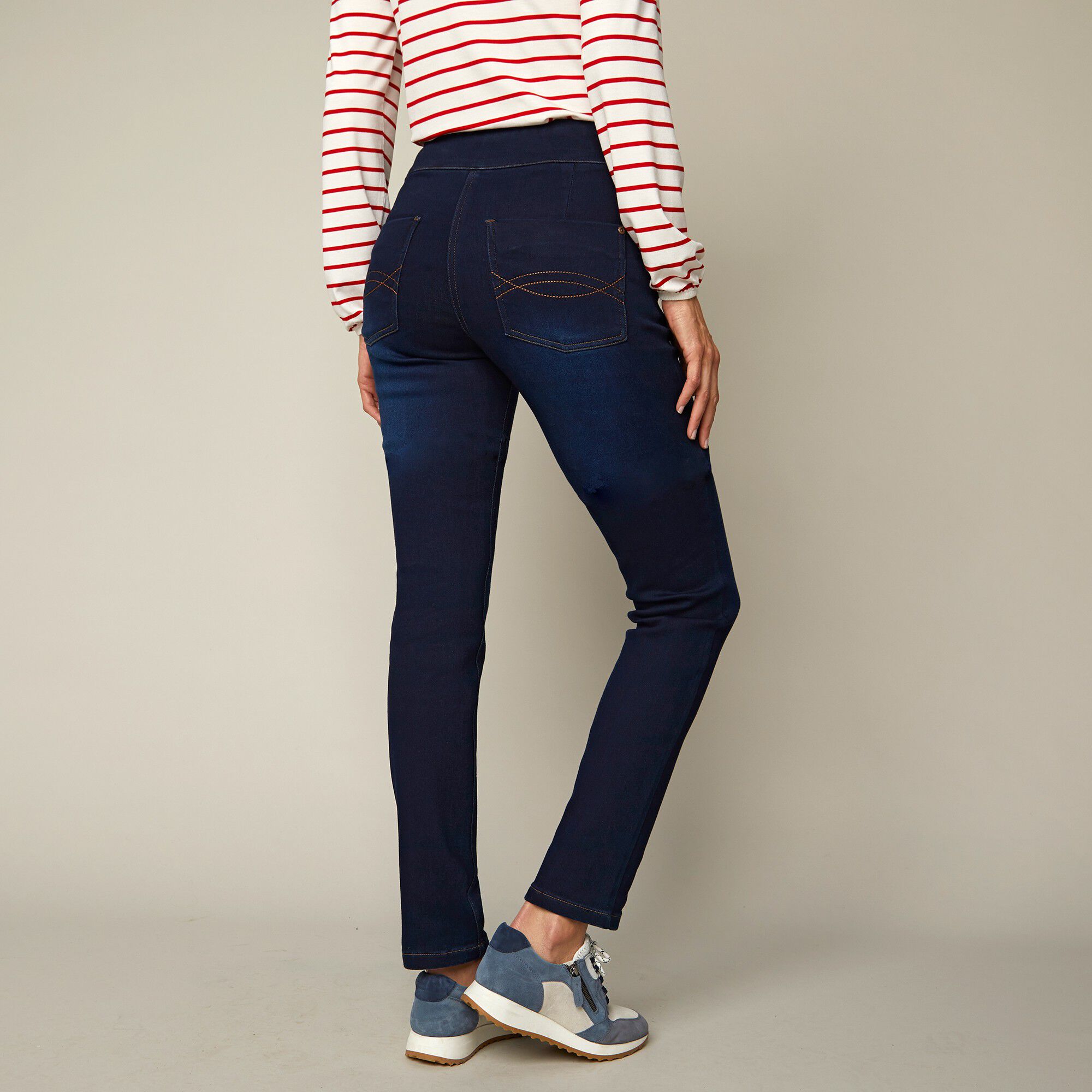 Jegging fuselé ultra stretch, maille effet jean