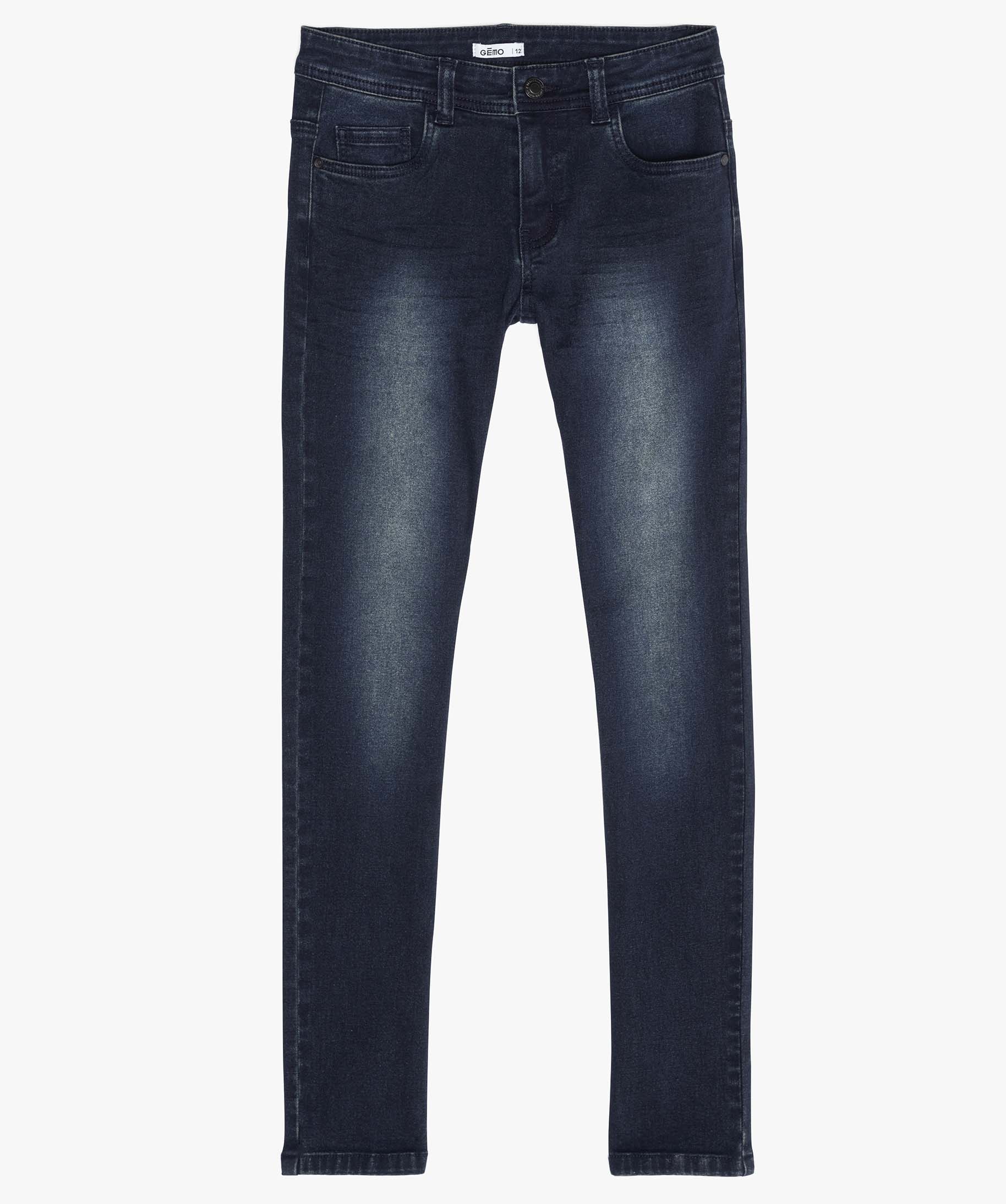 Jean Garçon coupe slim effet délavé blue black | GEMO