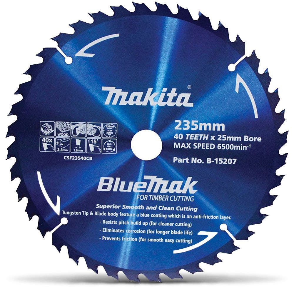 Disco de corte MAKITA TCT 235 mm com 40 dentes para corte de madeira - BLUEMAK