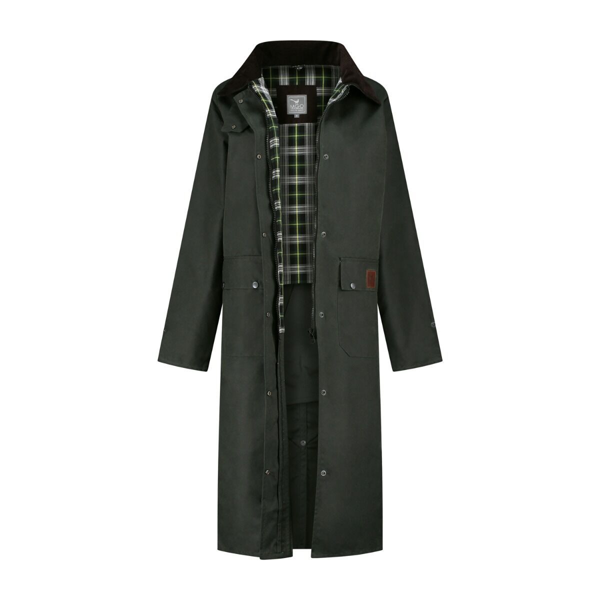 MGO Abby Olive Damen lange Wachsjacke