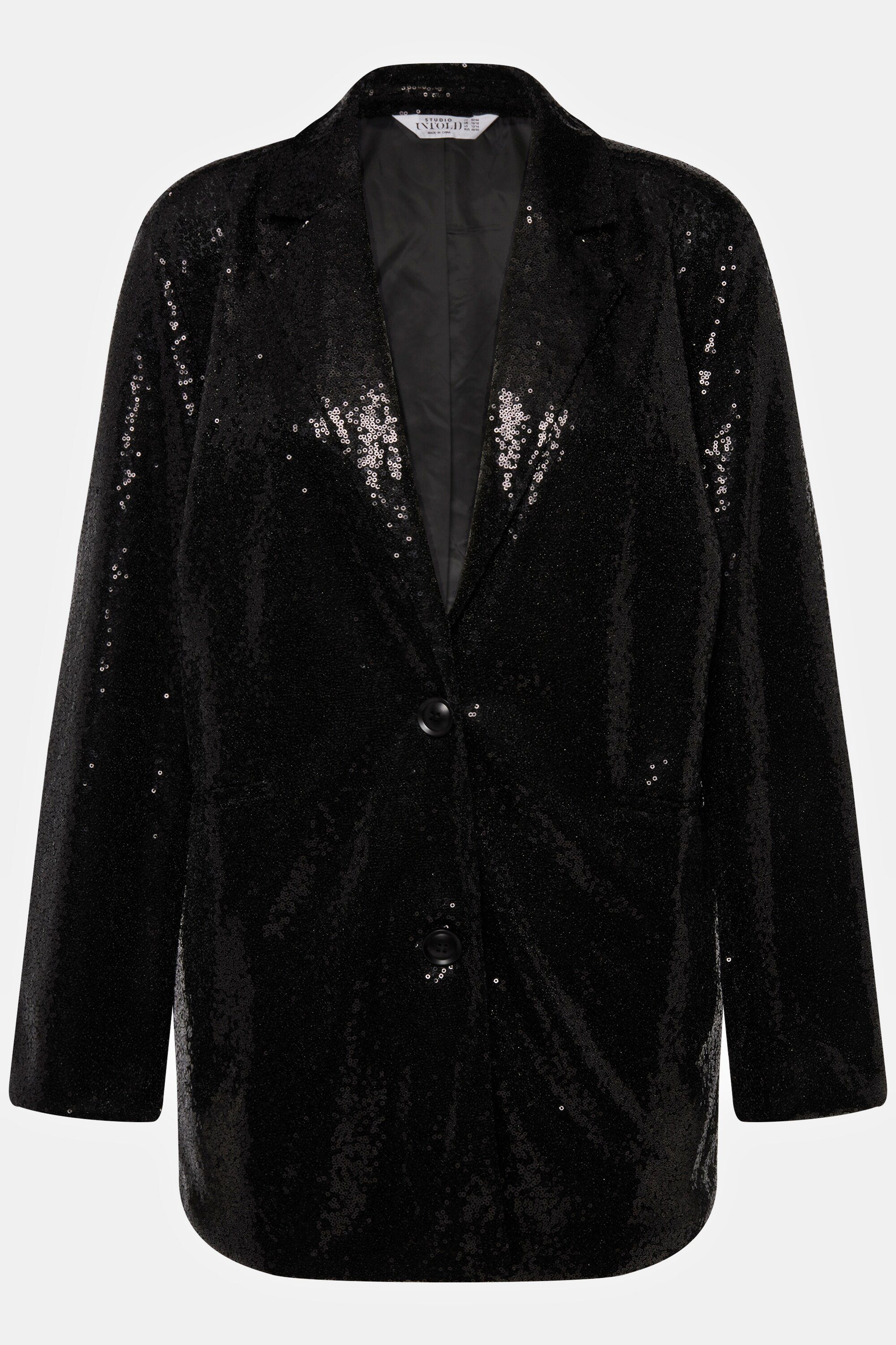 Studio Untold Blusenblazer Oversized-Blazer Pailletten Revers Langarm
