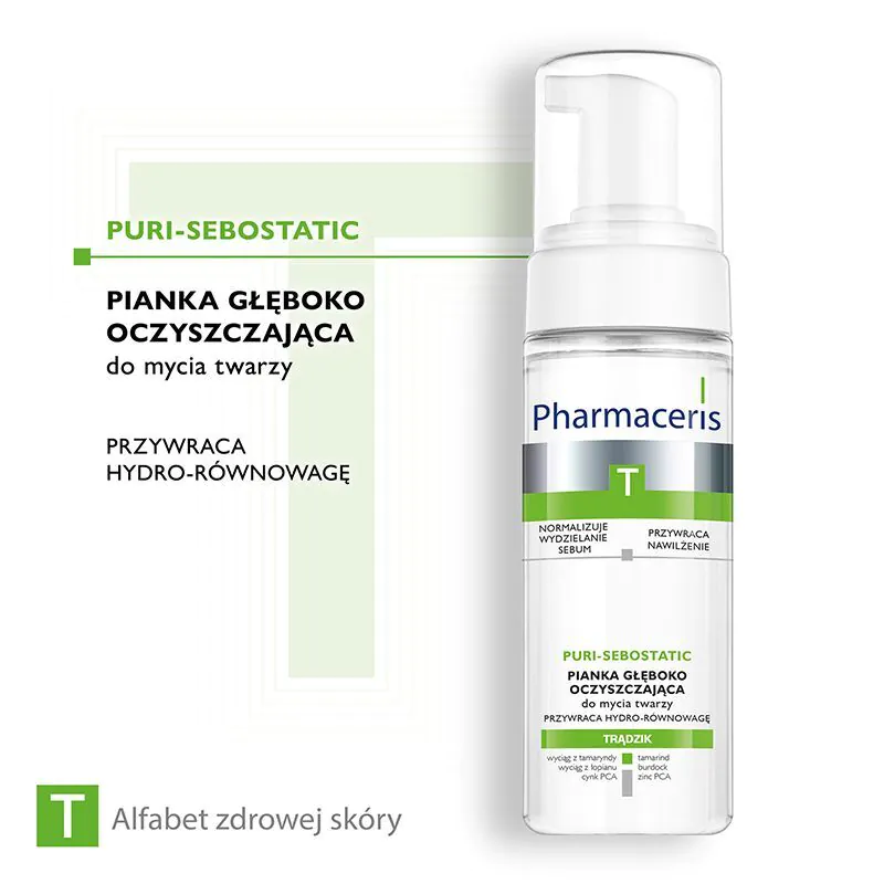 „Pharmaceris T Puri-Sebostatique“ giliai valomosios veido prausimosi putos