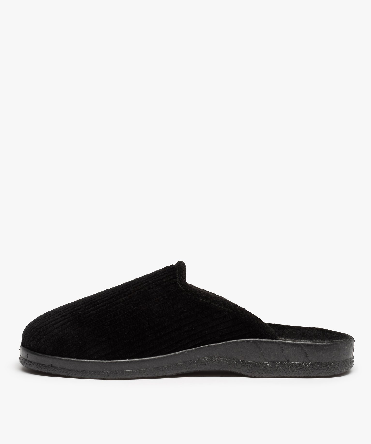 Chaussons homme mules en velours ctelé uni noir | GEMO