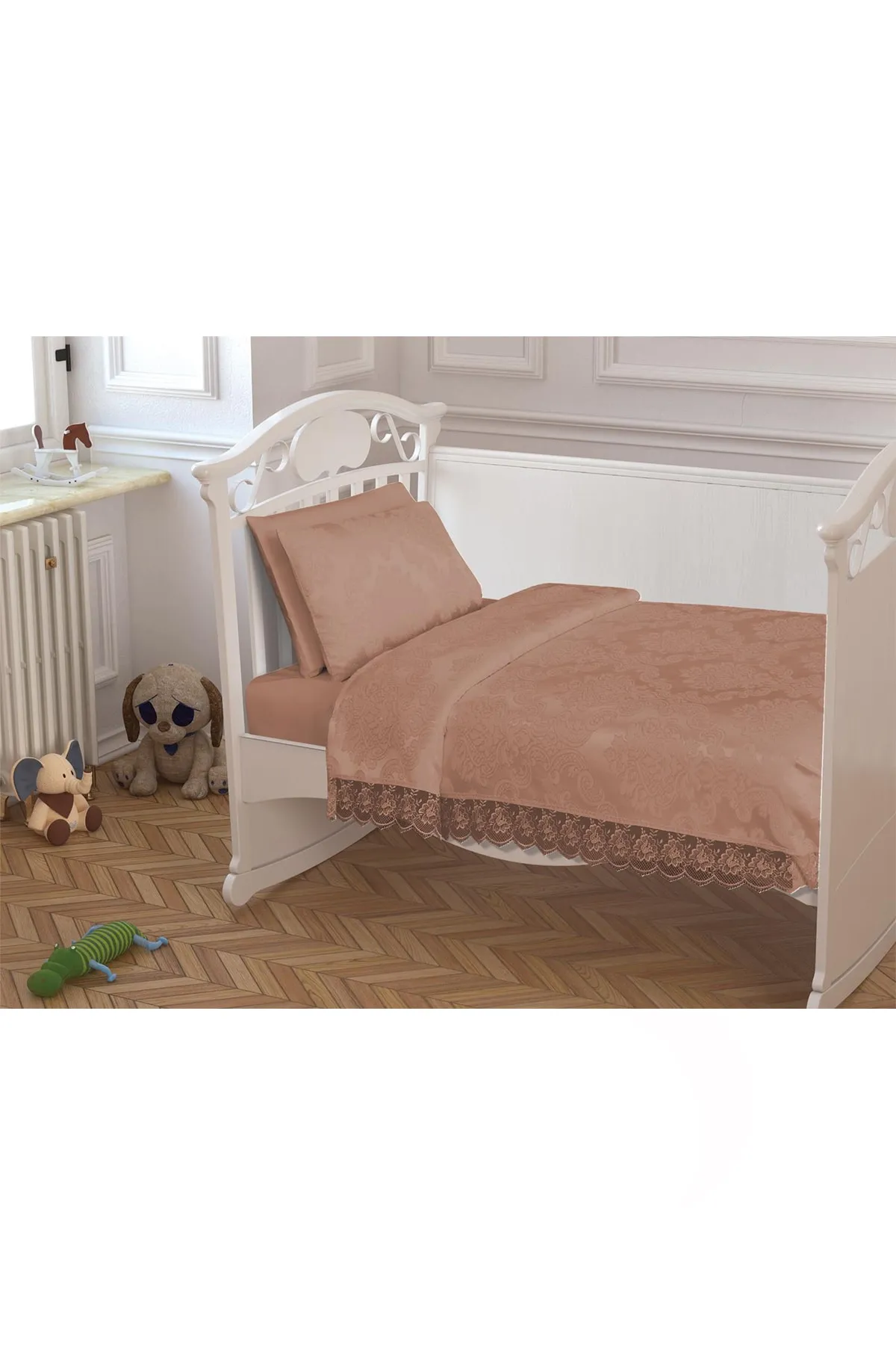 Çeyiz Diyarı  Çeyizdiyari Französisch geschnürtes Baby-Piqué-Set Cappuccino