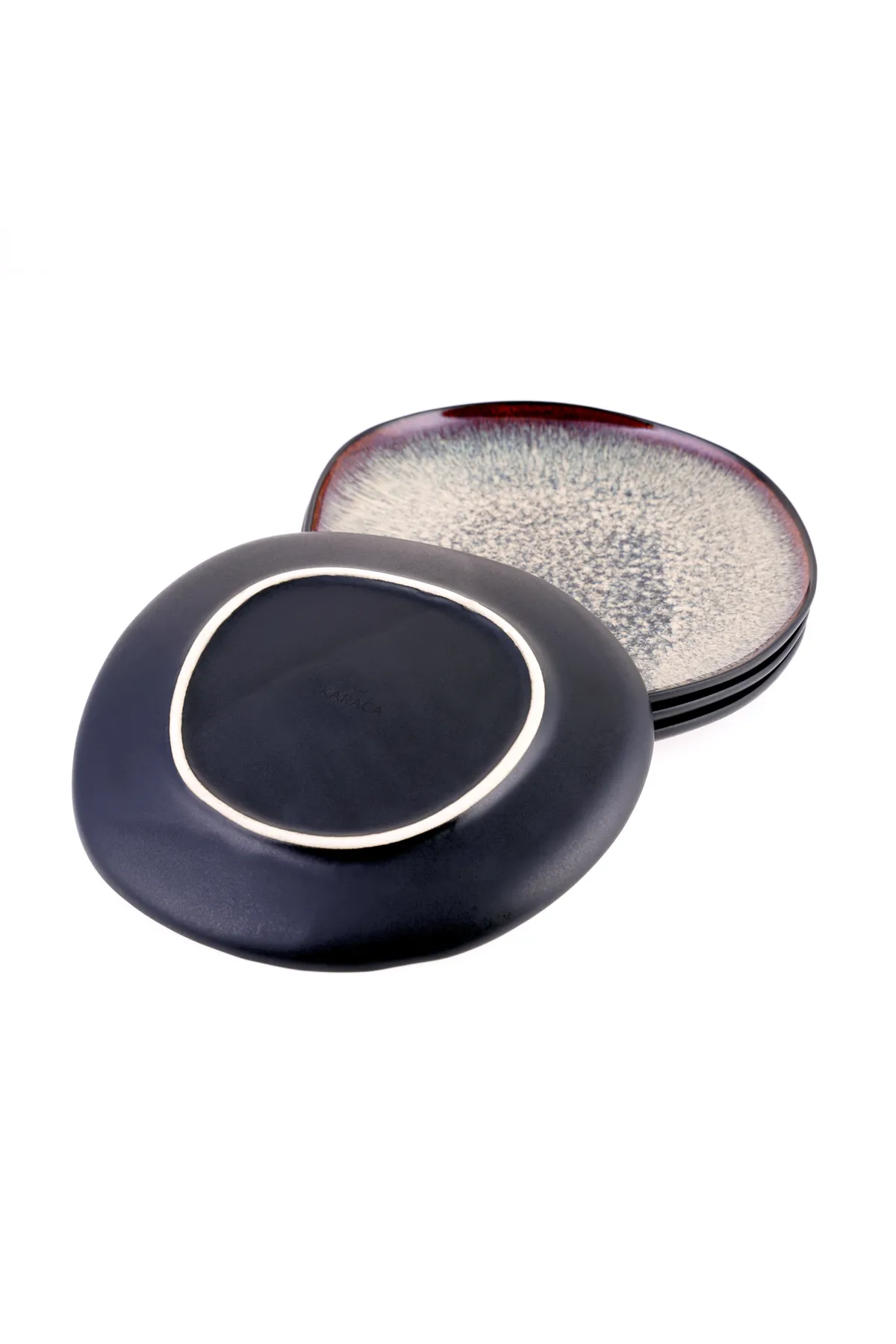 Karaca  Schwarz Galactic Reactive Tafelservice-Set Für 4-teiliges Set Modern, Geschirrset Stilvoll,