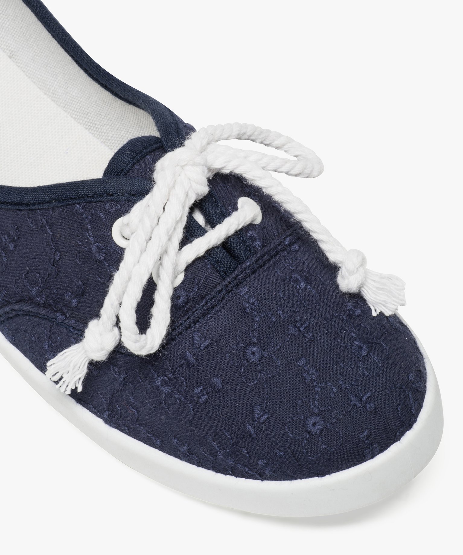 Baskets femme fines en toile avec lacets cordelette marine | GEMO