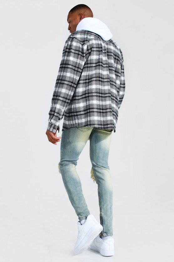 Herren Skinny Stretch Bikerjeans mit Rissen