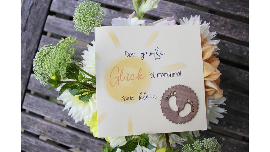 Grußkarte Druck mit Holzschriftzug Großes Glück
