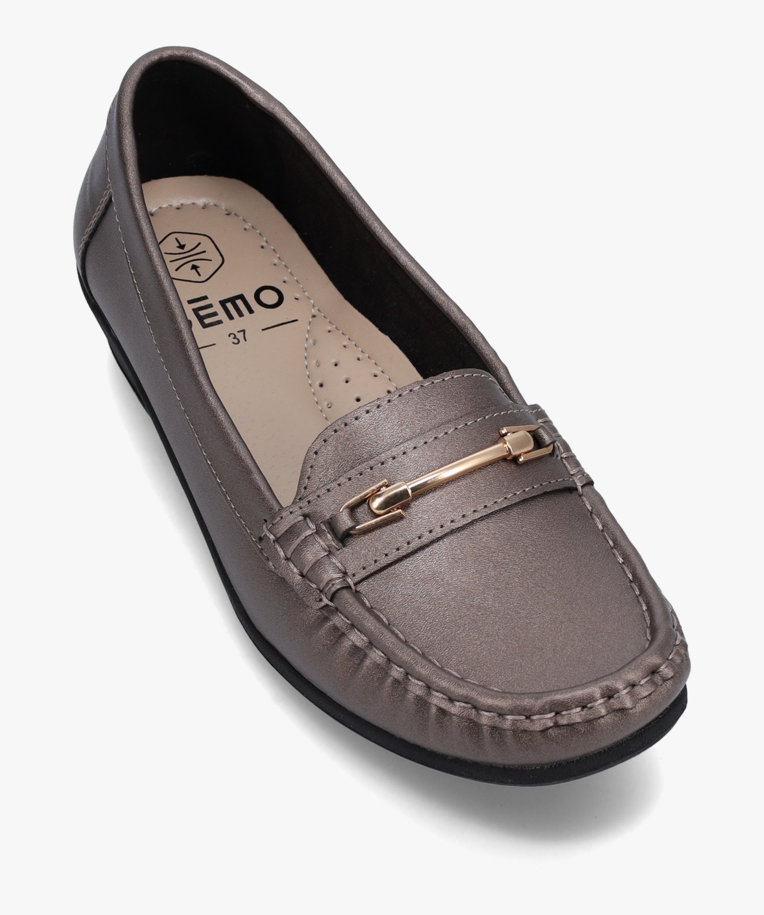 Mocassins à talon compensé et bride métallique femme argent | GEMO