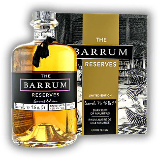 The Barrum Reserves Barrel No. 46 & 51 Limited Edition Rum The Barrum Reserves Barrel No. 46 & 51 Limited Edition Rum Eine Seltenheit aus zwei Fässern, die zu einem kraftvollen und bedeutenden Rum geblendet wurden. 0,7	 Liter - Vol 42%