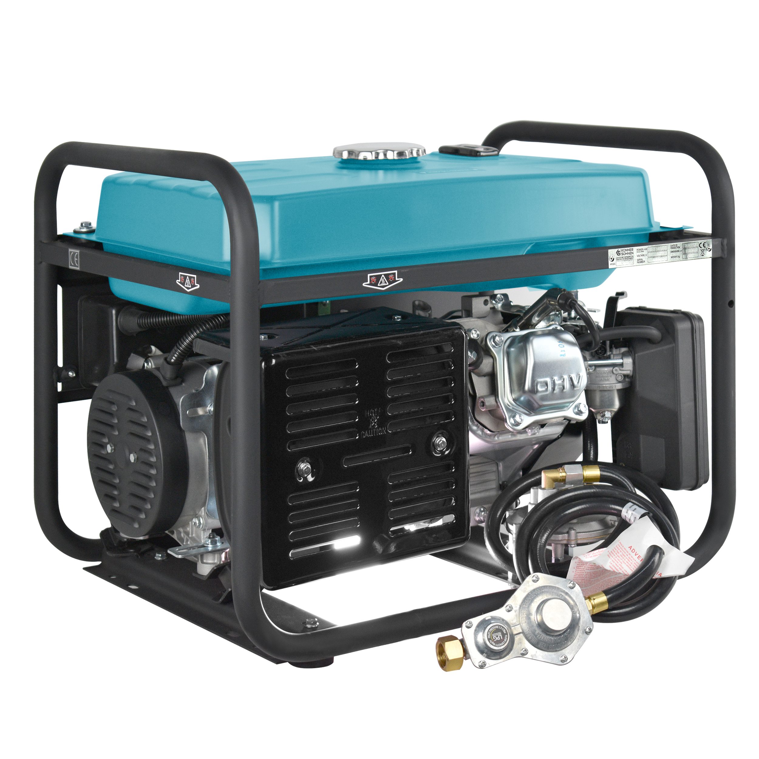 Könner & Söhnen Stromerzeuger KS 7000E G, 5,50 in kW, (4-Takt, Kupfer,Steckdosen 1x16A (230V),1x32A (230V), 1-tlg., E-Start, Automatischer Spannungsregler), Automatischer Spannungsregler, Anzeige (Volt, Hz)
