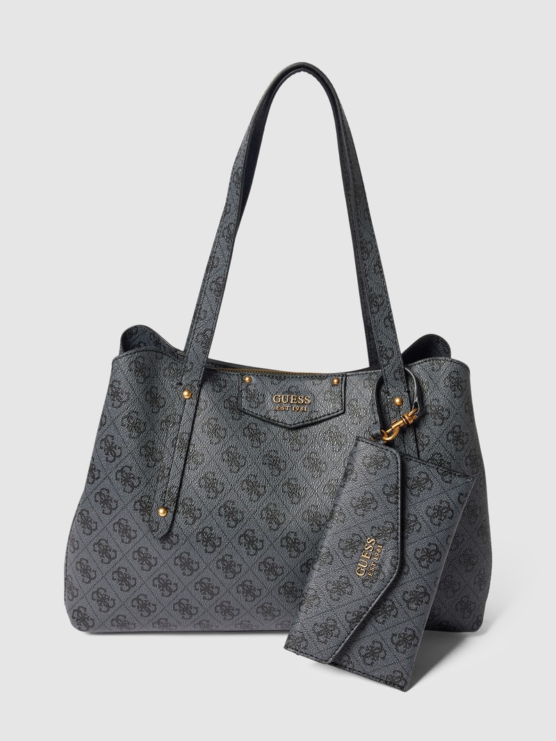 Shopper mit Allover-Logo Modell 'BRENTON' in schwarz