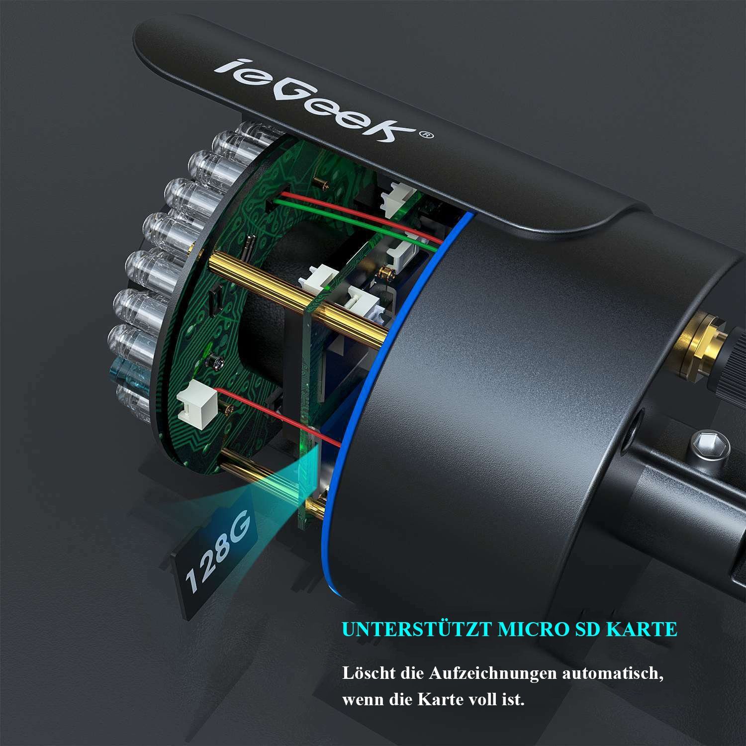 ieGeek 1080P FHD Überwachungskamera Aussen WLAN IP Kamera 25M Nachtsicht IP66 Überwachungskamera (AuBenbereich, Outdoor, 2,4 GHz Wifi,SD Storage, 7/24 Schleifenaufzeichnung,Wired CCTV, Bewegungserkennung, Plug & Play, Support PC/App, Sirene und APP-A