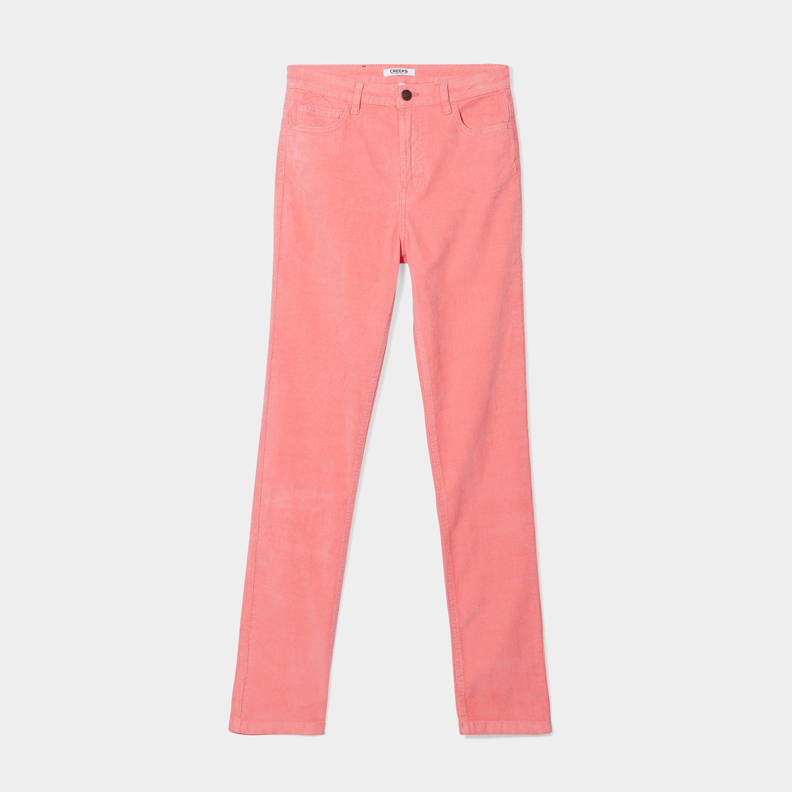 Pantalon slim velours coton Creeks rose saumon femme | La Halle
