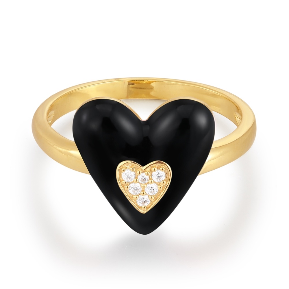 Glanzstücke München Bague Coeur Argent sterling Oxyde de zirconium (CZ) en Or jaune Bague