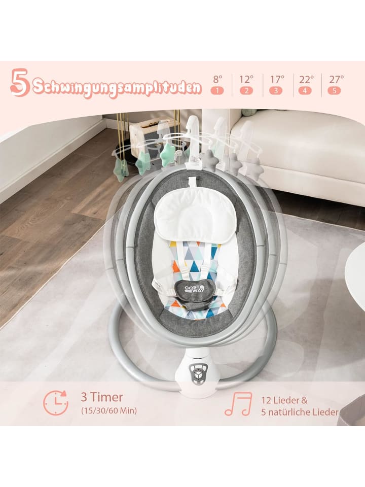 COSTWAY Babywippe Elektrisch bis 6 Monaten in Grau günstig kaufen onesize