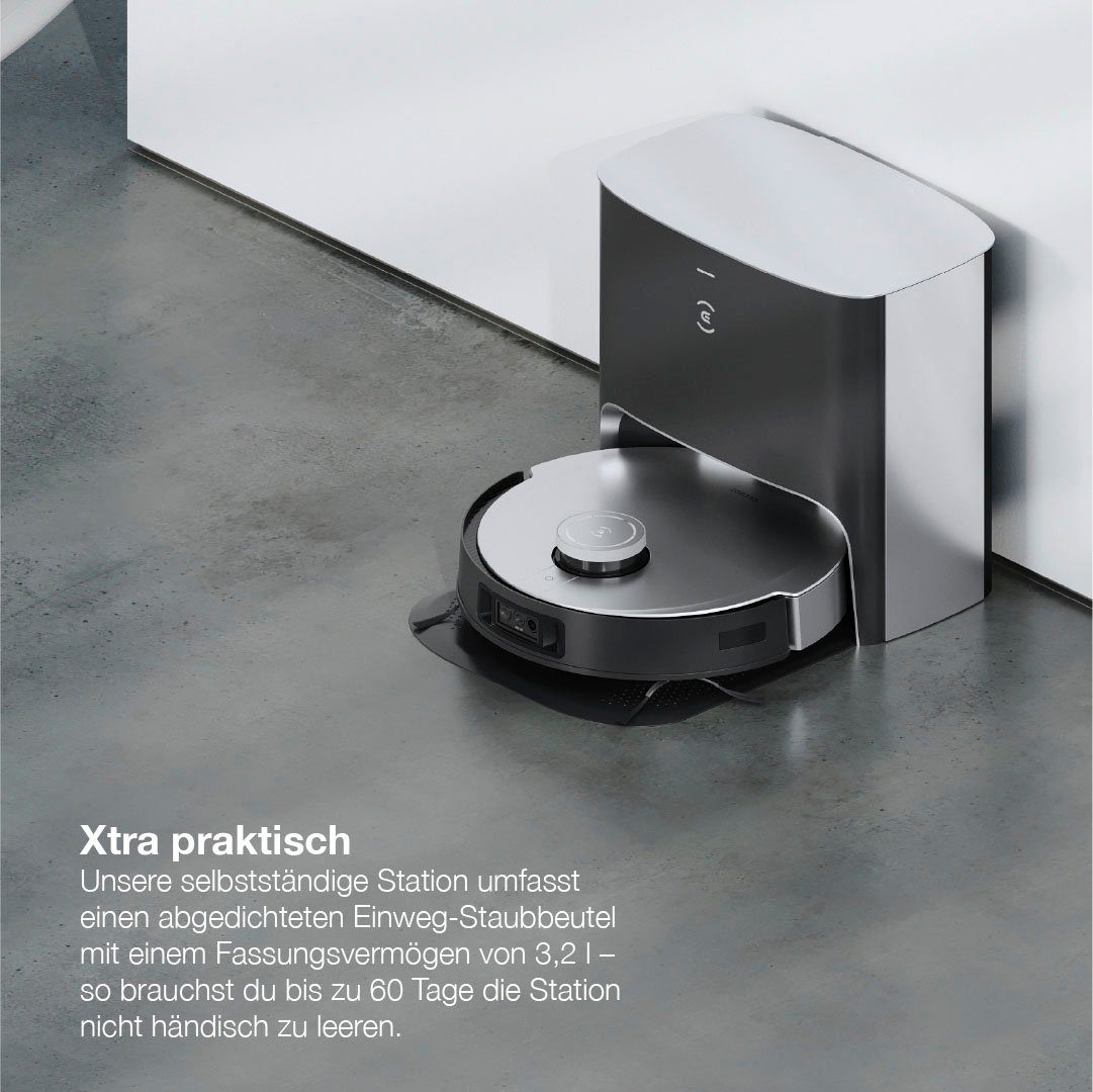 ECOVACS Nass-Trocken-Saugroboter DEEBOT X1 PLUS, 1000 W, 5000PA, DToF-Laser, AIVI 3.0, Absaugstation, YIKO, Schwarz/Silber