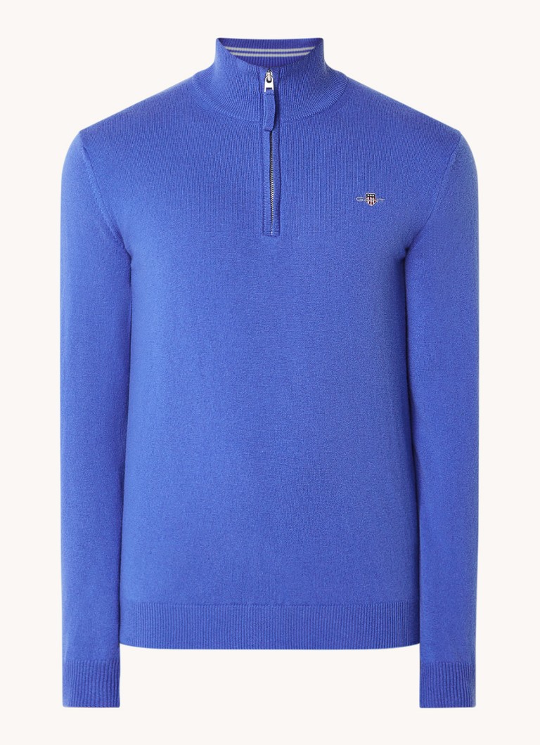 Gant Fine-knit wool pullover with half zip