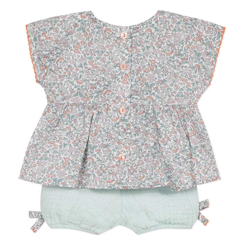 Ensemble bleu et imprimé Liberty naissance Absorba